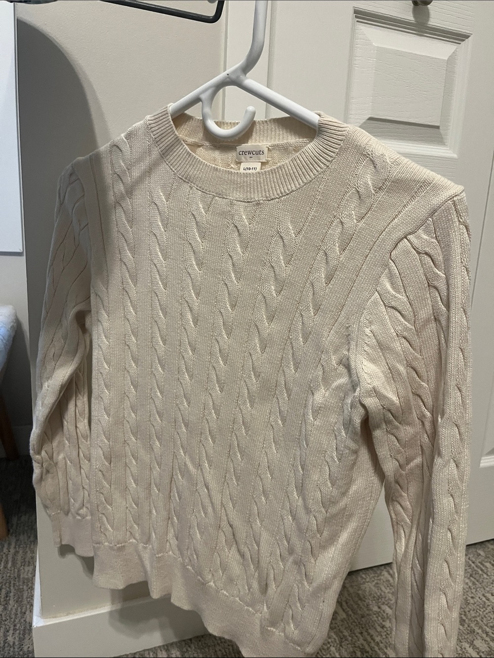 Crewcuts Cream Cable-Knit Crewneck Sweater
